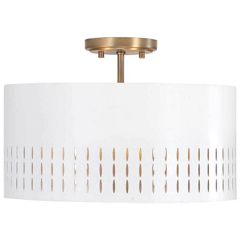 Image 1 Capital Lighting Dash 3 Light Semi-Flush Aged Brass and White