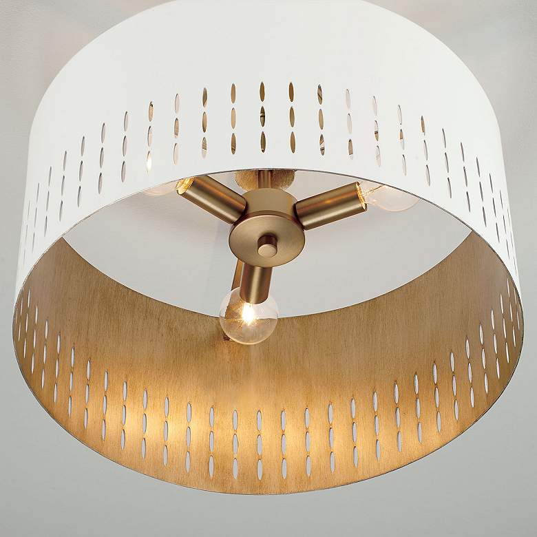 Image 3 Capital Lighting Dash 3 Light Semi-Flush Aged Brass and White more views