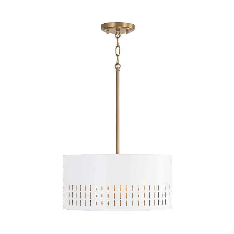 Image 4 Capital Lighting Dash 3 Light Semi-Flush Aged Brass and White more views