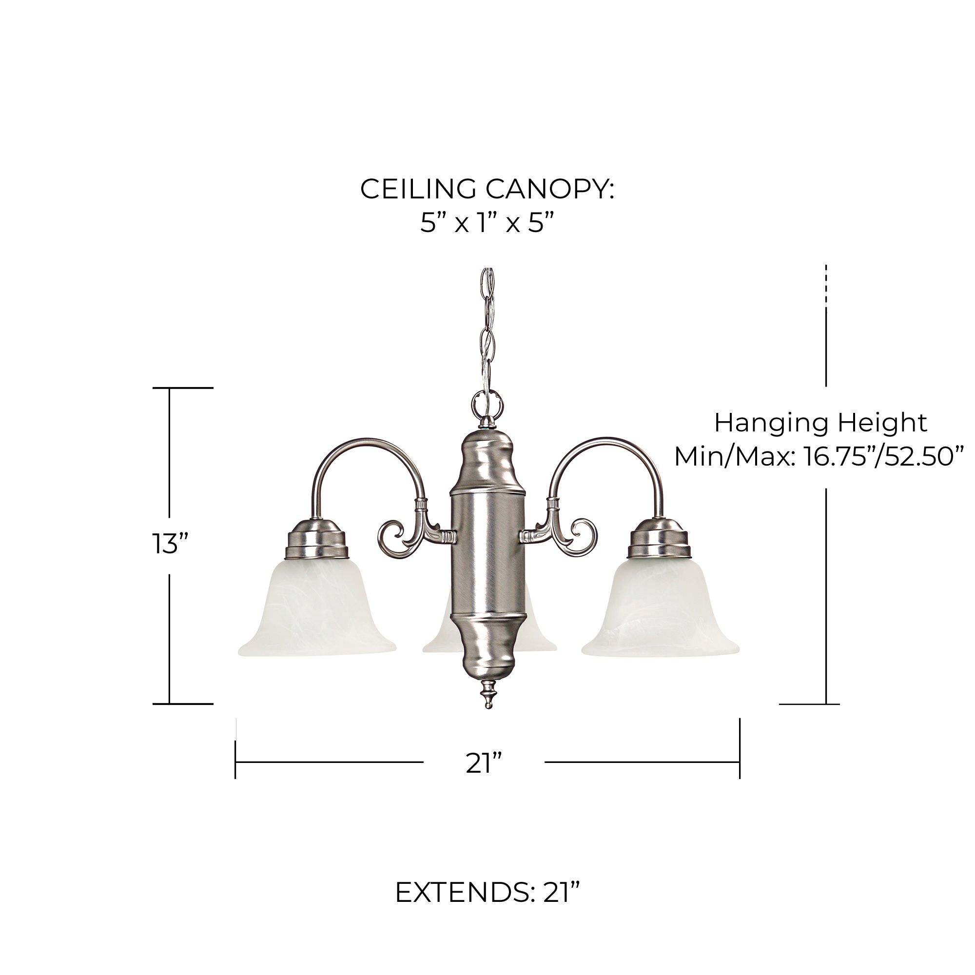 Image 2 Capital Lighting David 3 Light Chandelier Matte Nickel more views