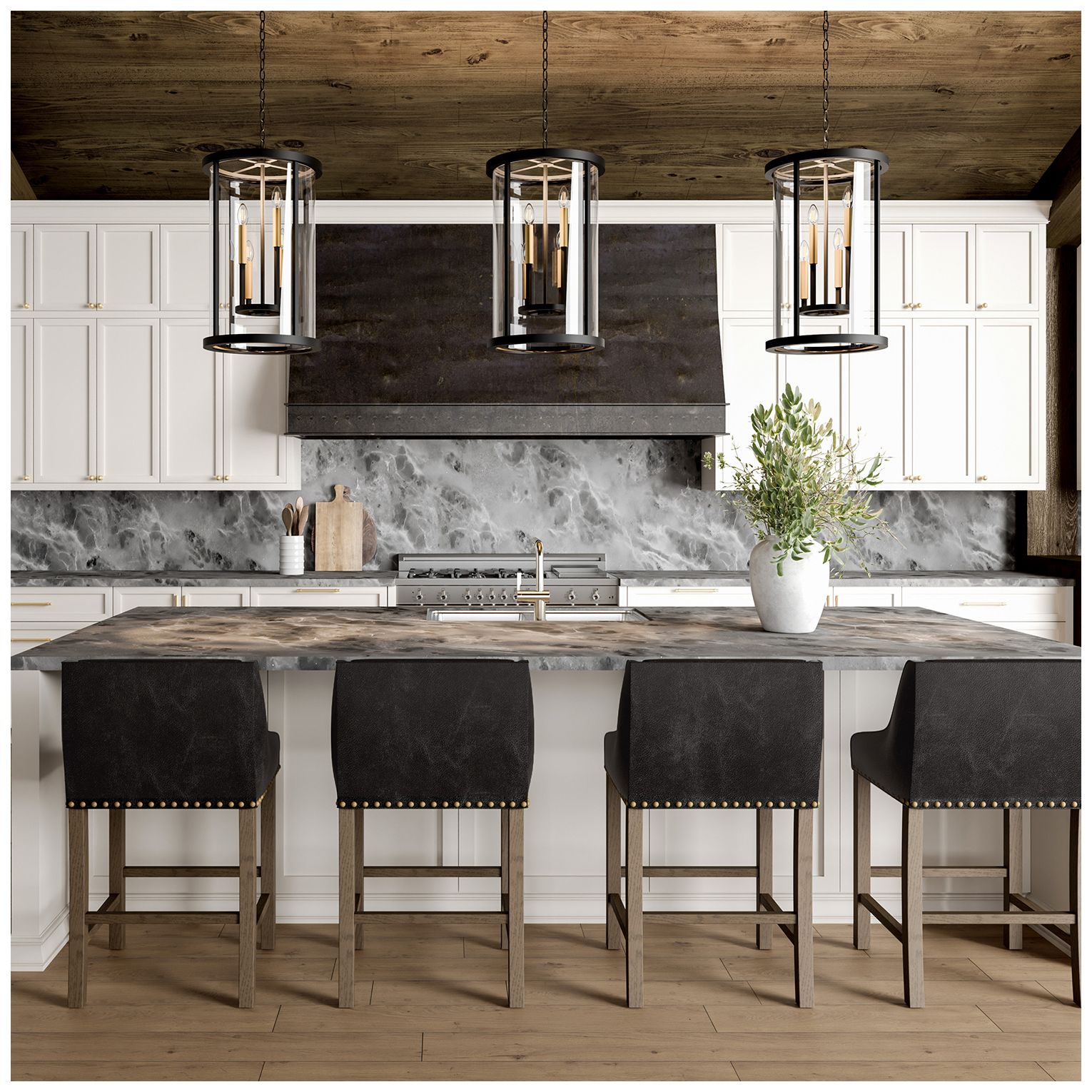 Capital Lighting Davis 4 Light Pendant 14.75" Espresso and Brass