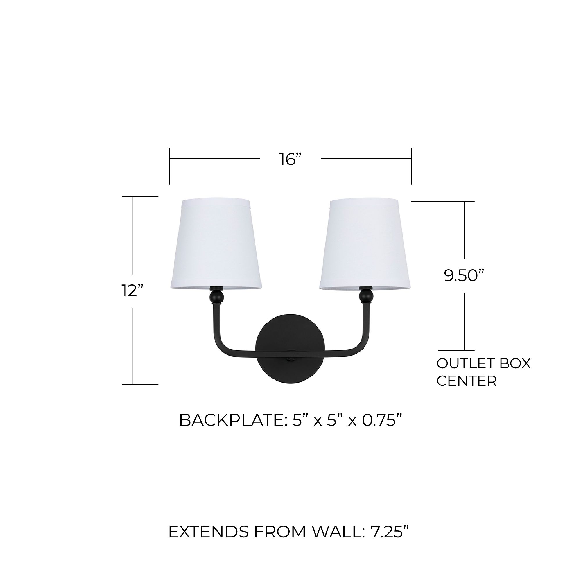 Image 5 Capital Lighting Dawson 2 Light Vanity 16" Matte Black more views