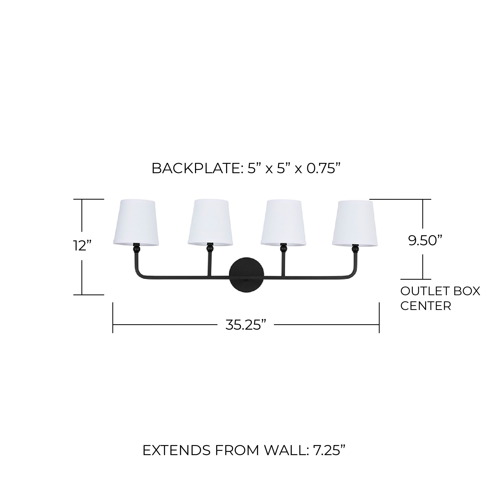 Image 5 Capital Lighting Dawson 4 Light Vanity 35.25" Matte Black more views