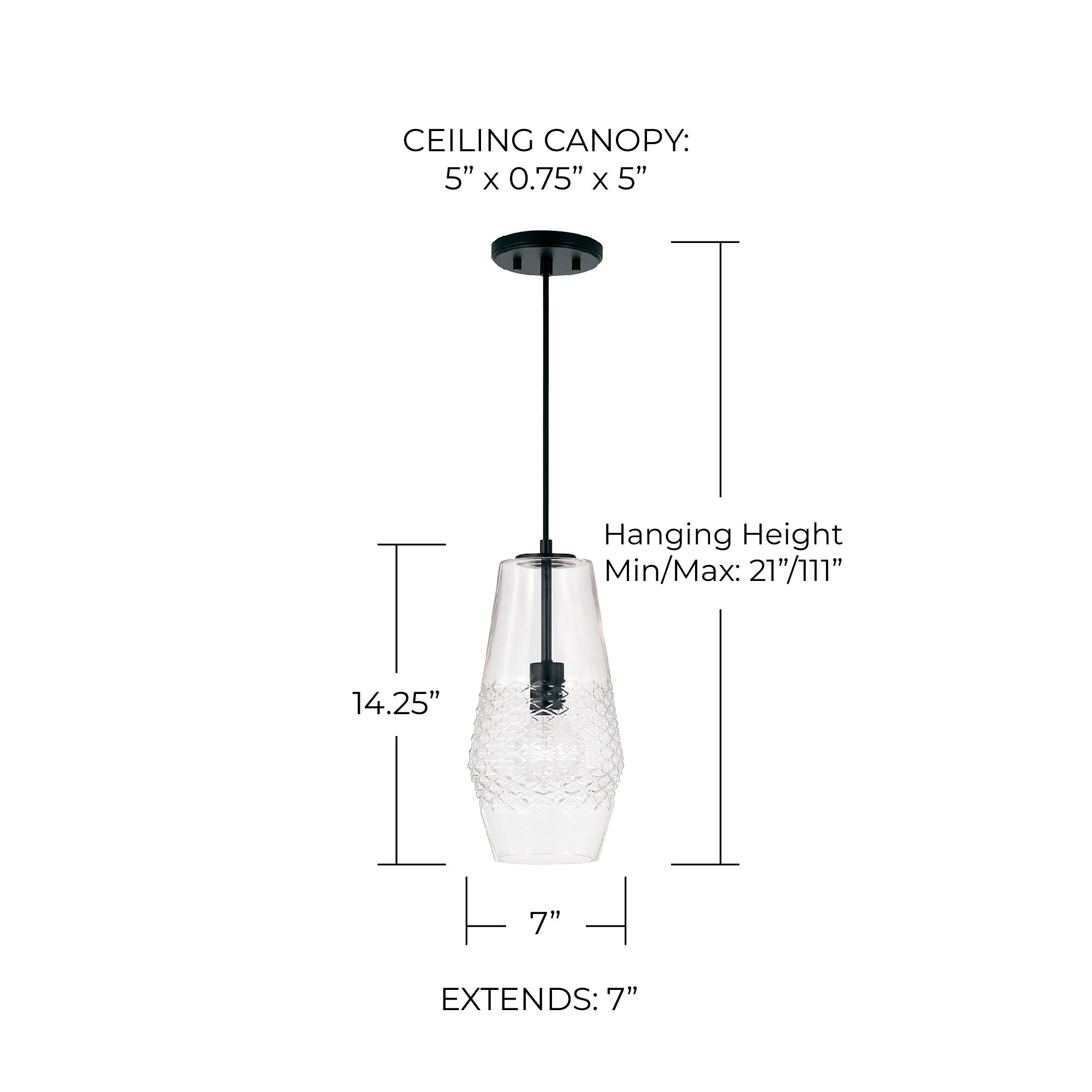 Image 4 Capital Lighting Dena 1 Light Pendant 7" Matte Black more views