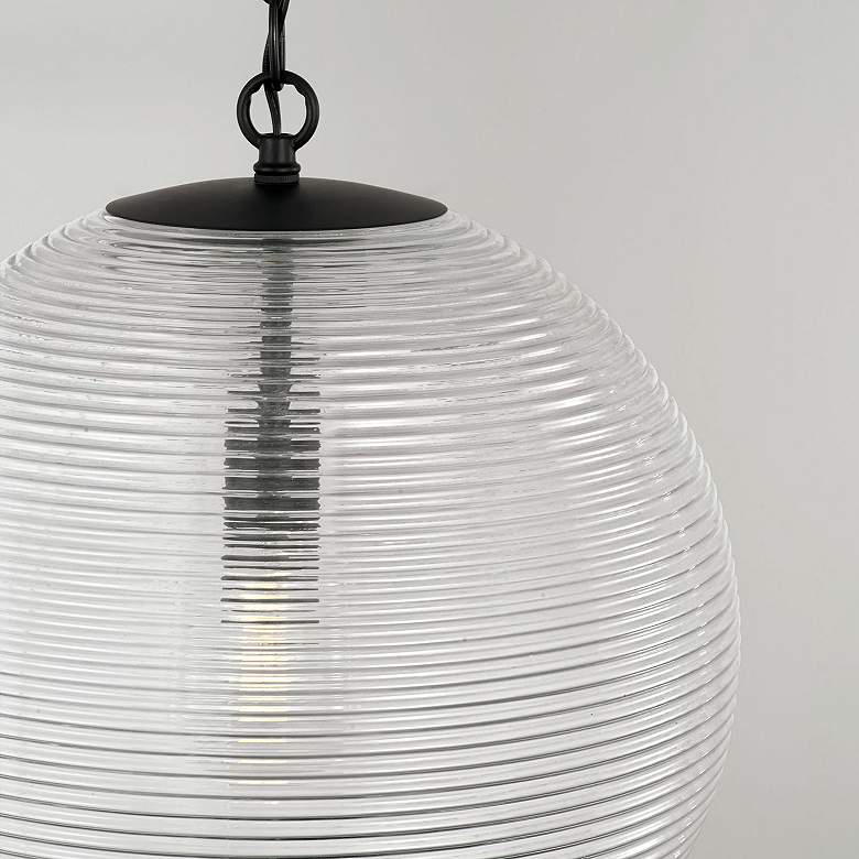 Image 4 Capital Lighting Dolan 15" Wide Matte Black Ribbed Globe Glass Pendant more views