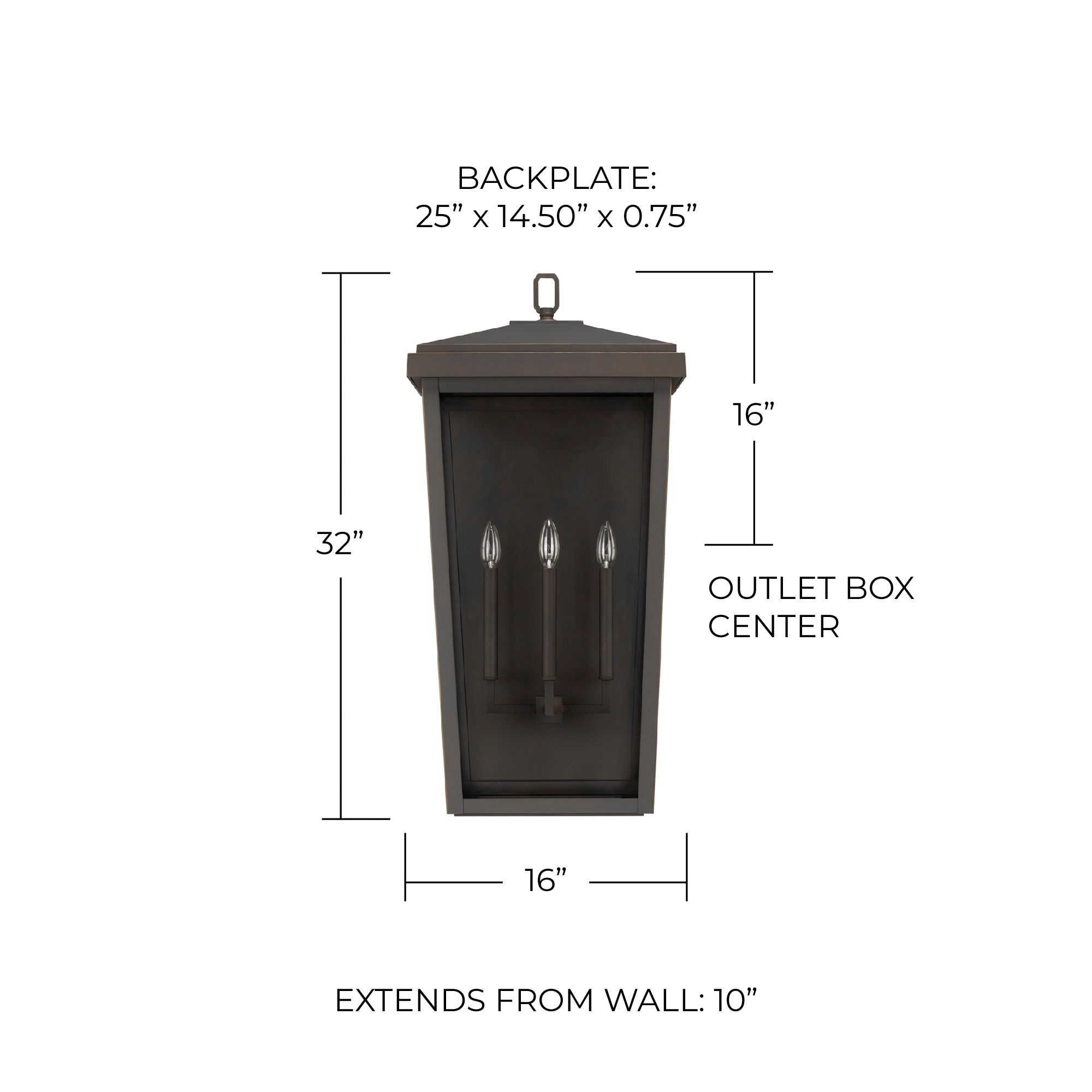 Image 2 Capital Lighting Donnelly 3 Light Outdoor Wall-Lantern Oiled Bronze more views