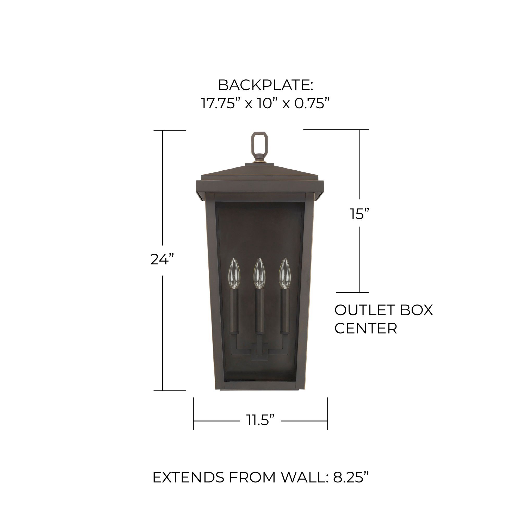 Image 2 Capital Lighting Donnelly 3 Light Outdoor Wall-Lantern Oiled Bronze more views