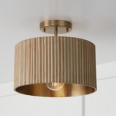 Capital Lighting Donovan 12 1/2" Brass Mango Wood Ceiling Light