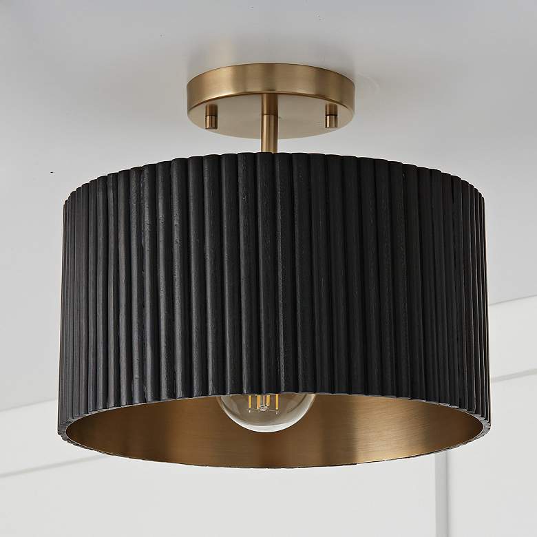 Image 1 Capital Lighting Donovan 12 1/2" Brass and Matte Black Ceiling Light