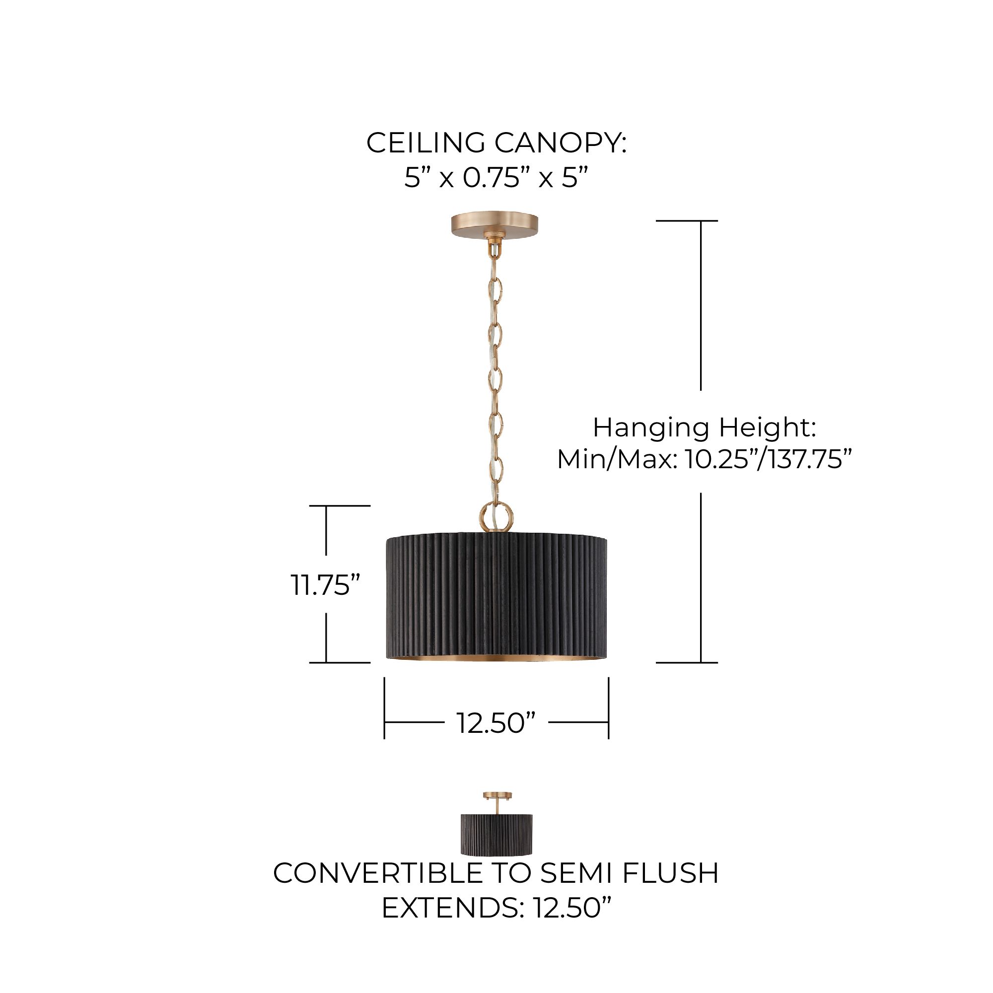 Capital Lighting Donovan 12 1/2" Brass and Matte Black Ceiling Light