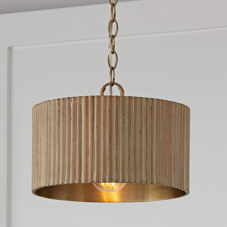 Image 1 Capital Lighting Donovan 12 1/2" Brass Mango Wood Ceiling Light