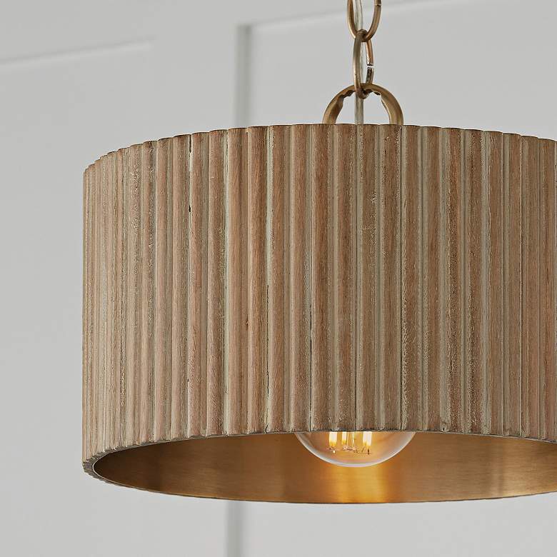 Image 4 Capital Lighting Donovan 12 1/2" Brass Mango Wood Ceiling Light more views