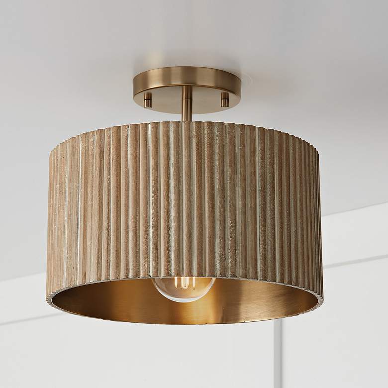 Image 5 Capital Lighting Donovan 12 1/2" Brass Mango Wood Ceiling Light more views