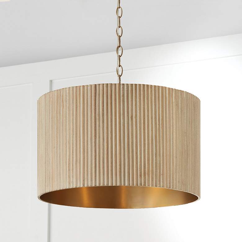 Image 2 Capital Lighting Donovan 19 3/4" Wide White-Washed Brass Drum Pendant