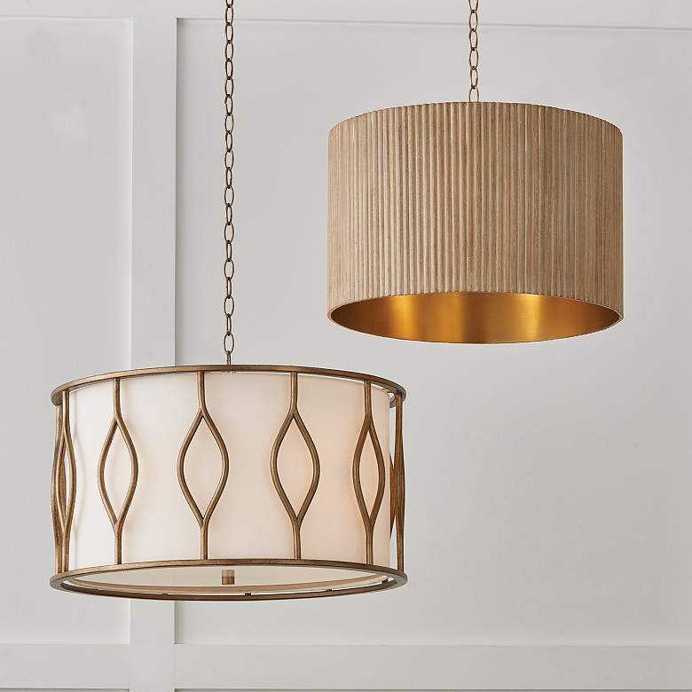 Image 7 Capital Lighting Donovan 19 3/4" Wide White-Washed Brass Drum Pendant more views