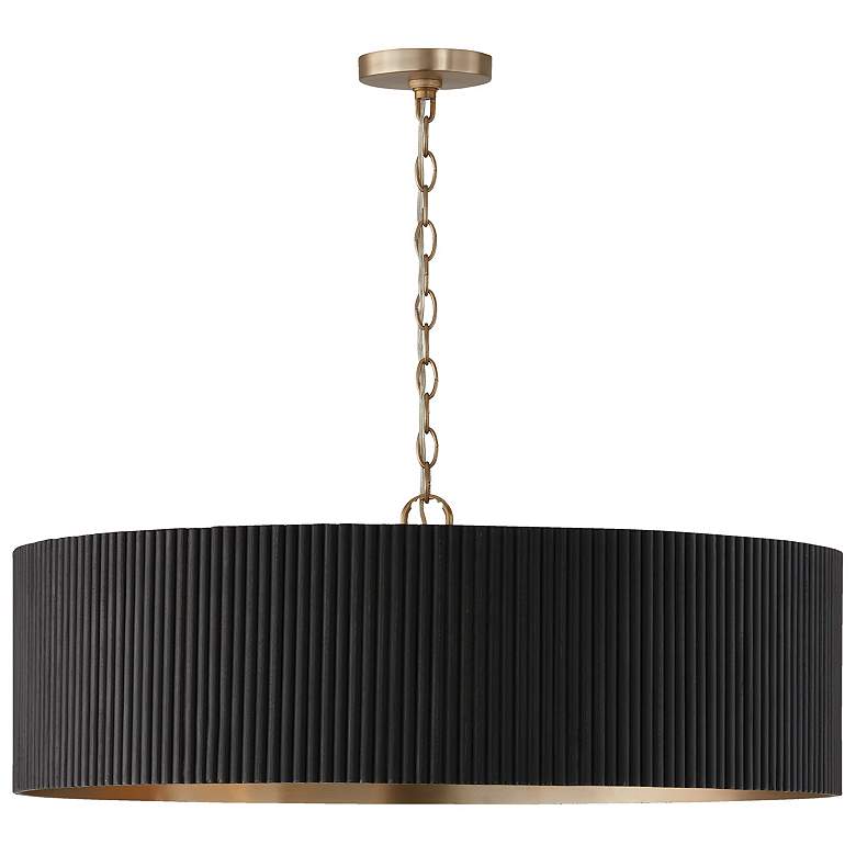 Image 1 Capital Lighting Donovan 30 3/4" Black Mango Wood Drum Chandelier