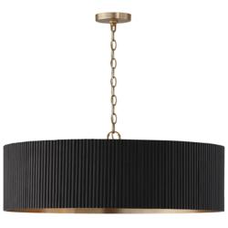 Capital Lighting Donovan 30 3/4" Black Mango Wood Drum Chandelier