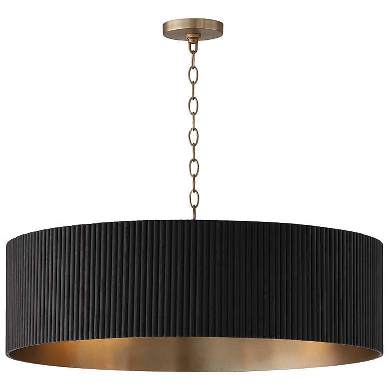 Image 3 Capital Lighting Donovan 30 3/4" Black Mango Wood Drum Chandelier more views