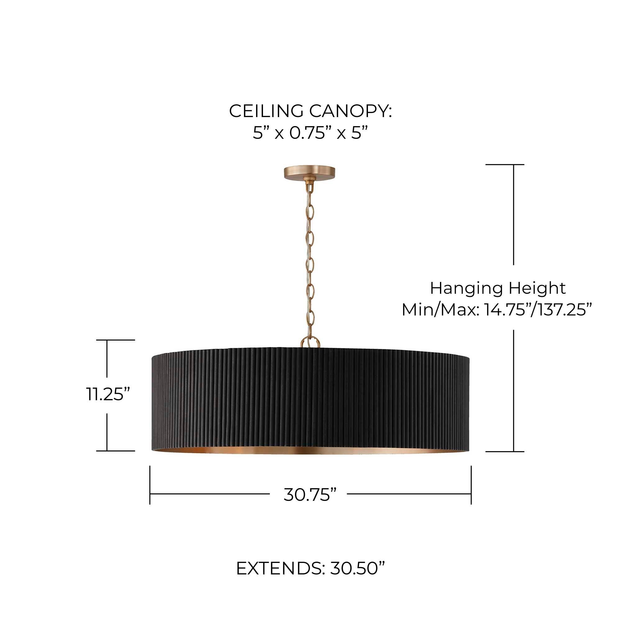 Image 5 Capital Lighting Donovan 30 3/4" Black Mango Wood Drum Chandelier more views