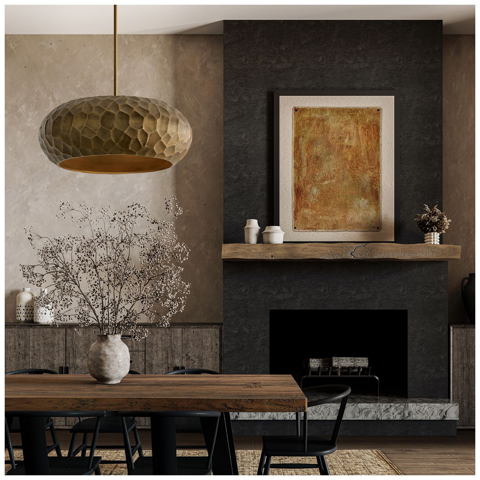 Capital Lighting Dorian 4 Light Pendant 26" Burnished Patinaed Brass