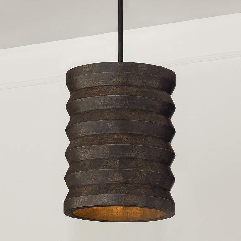 Image 1 Capital Lighting Dunn 1 Light Pendant 14" Espresso Stain and Black