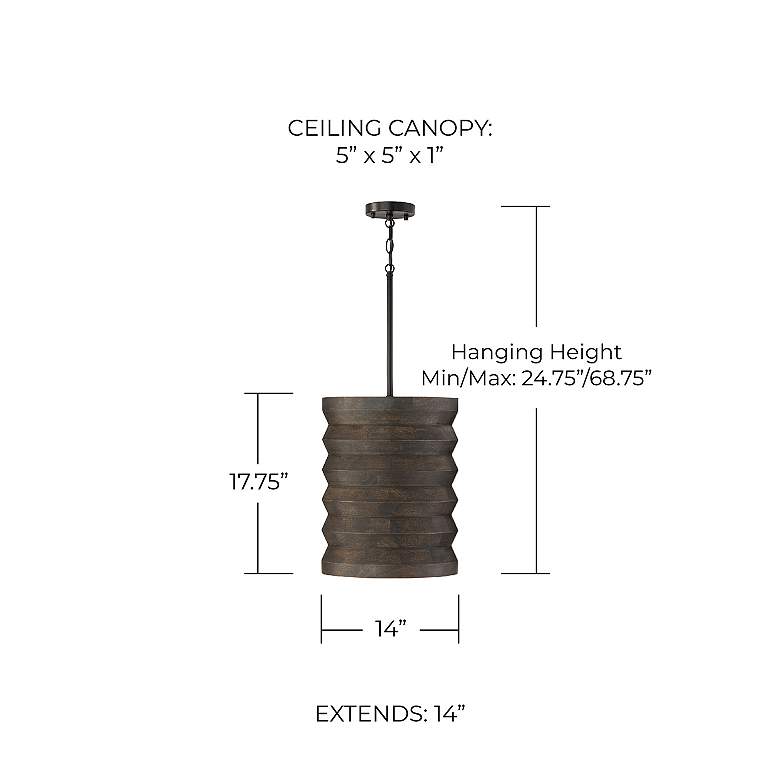 Image 4 Capital Lighting Dunn 1 Light Pendant 14" Espresso Stain and Black more views