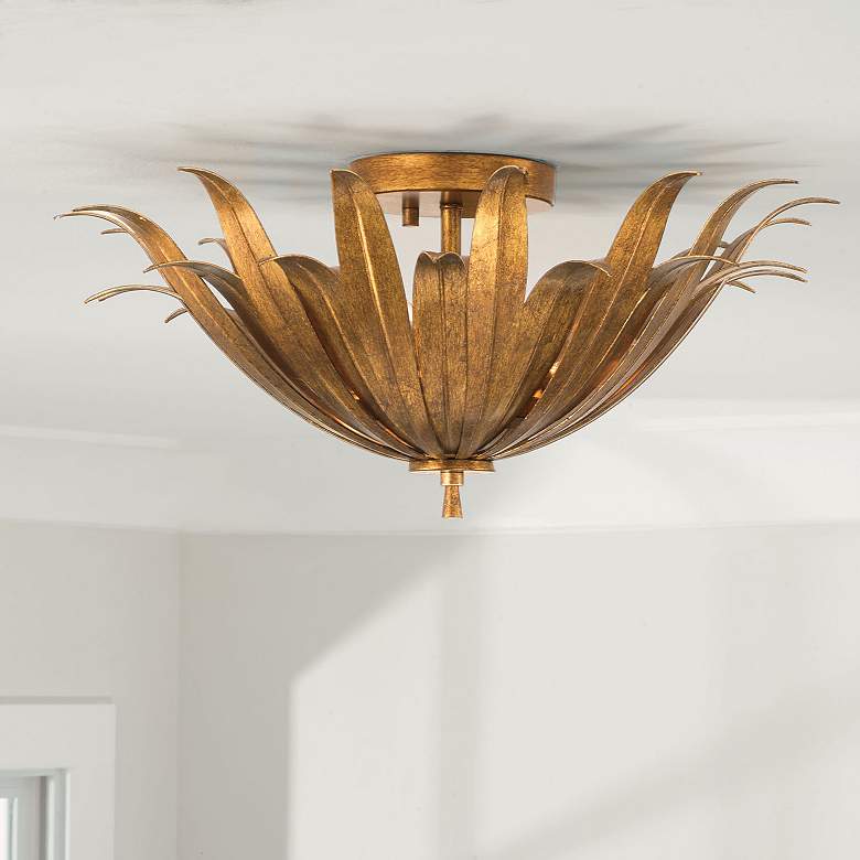 Image 1 Capital Lighting Eden 18" Wide Gold Feather Bowl 3-Light Ceiling Light
