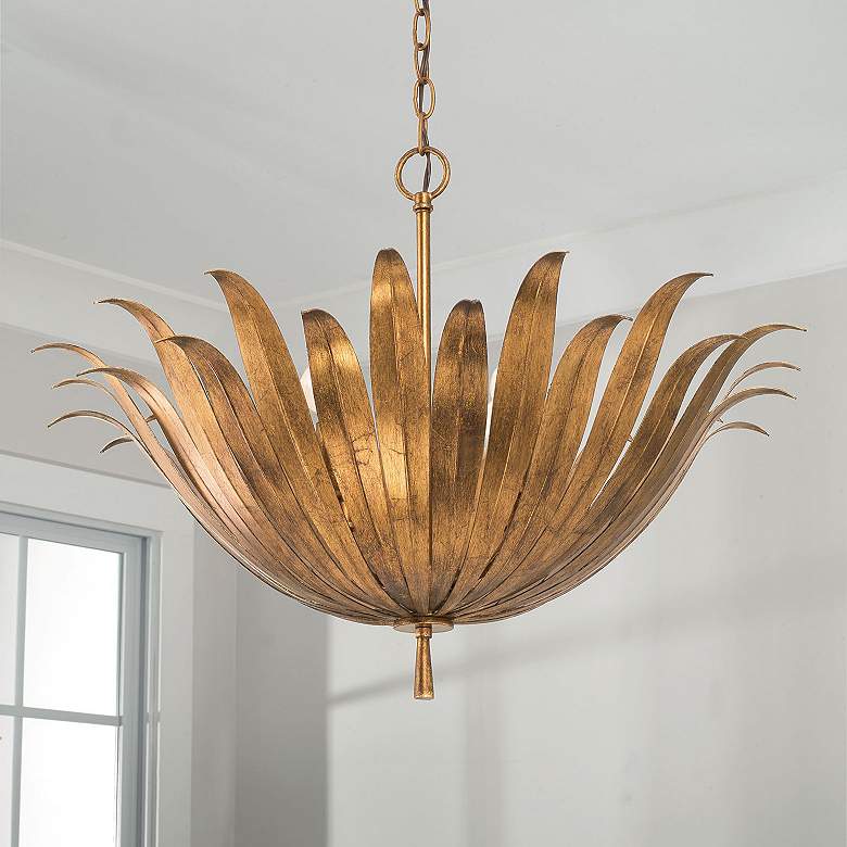 Image 1 Capital Lighting Eden 24" Wide Antique Gold Metal Leaf Pendant Light
