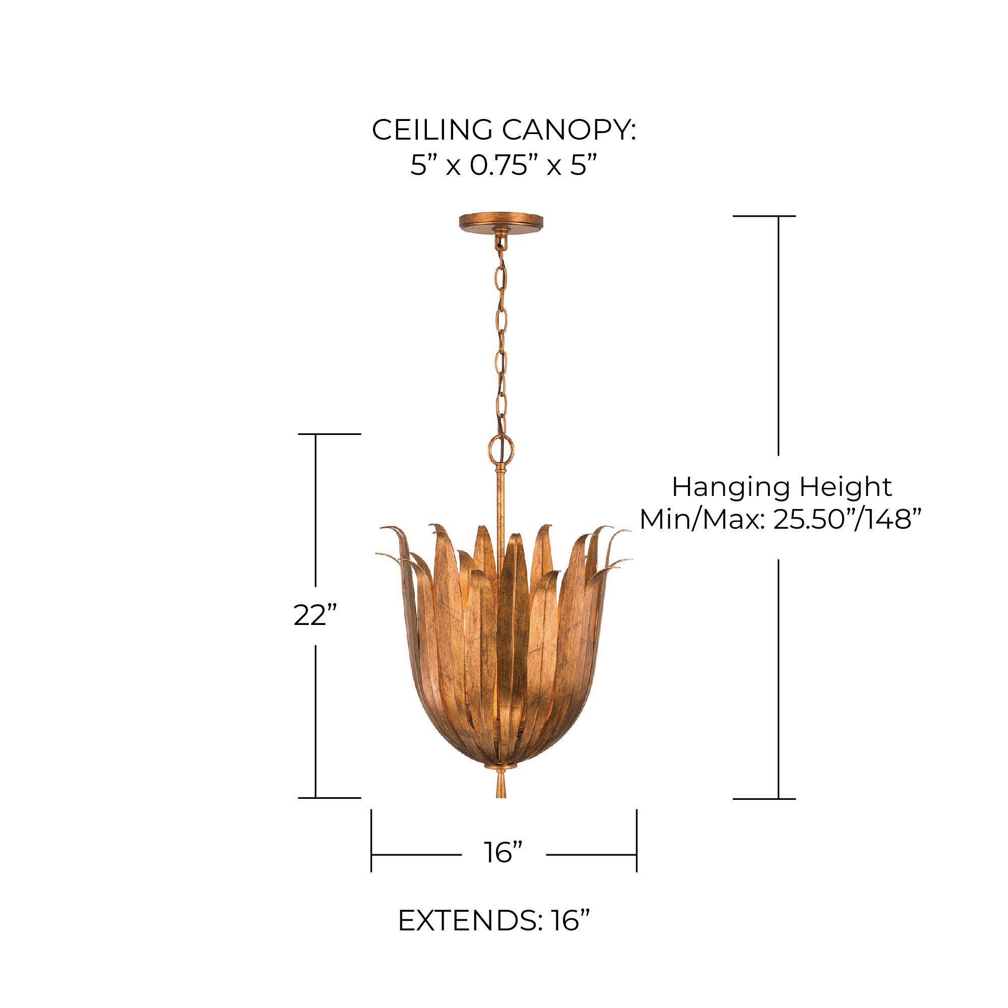 Capital Lighting Eden 4 Light Pendant 16" Antique Gold