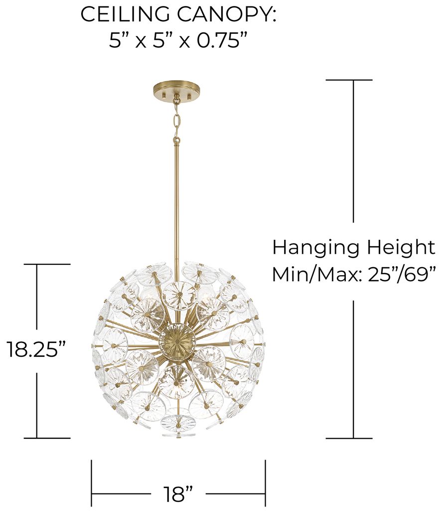 Image 6 Capital Lighting Emelie 8 Light Pendant 18" Matte Brass more views