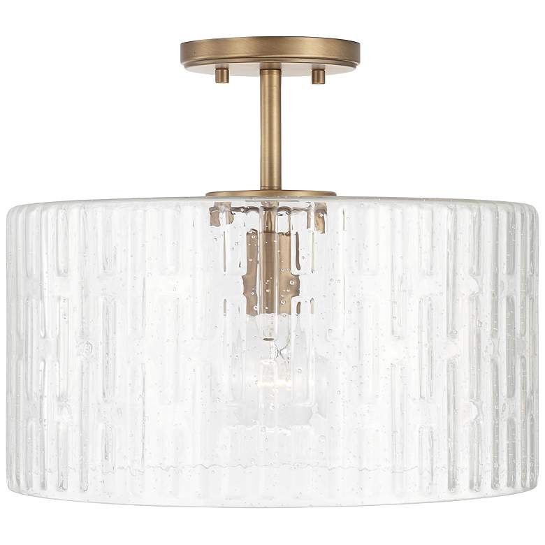 Image 2 Capital Lighting Emerson 15" Aged Brass Seeded Glass Ceiling Light