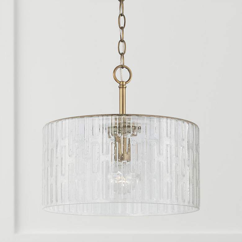 Image 1 Capital Lighting Emerson 15" Aged Brass Seeded Glass Ceiling Light