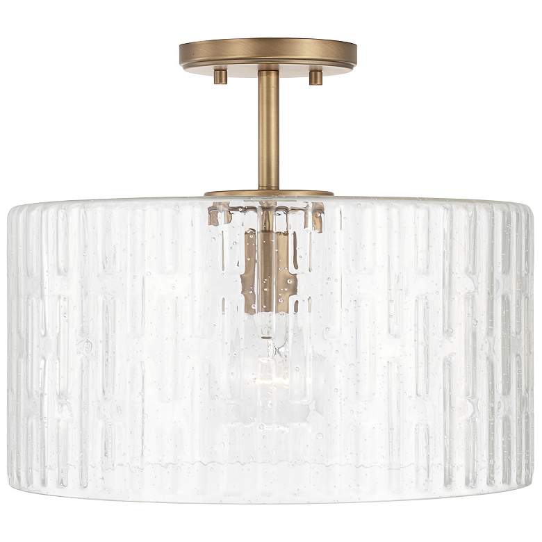 Image 4 Capital Lighting Emerson 15" Aged Brass Seeded Glass Ceiling Light more views