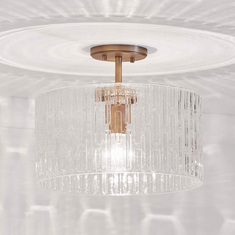 Image 6 Capital Lighting Emerson 15" Aged Brass Seeded Glass Ceiling Light more views