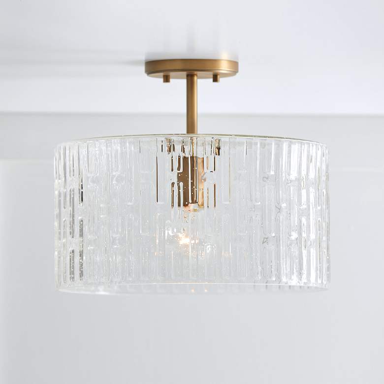 Image 7 Capital Lighting Emerson 15" Aged Brass Seeded Glass Ceiling Light more views