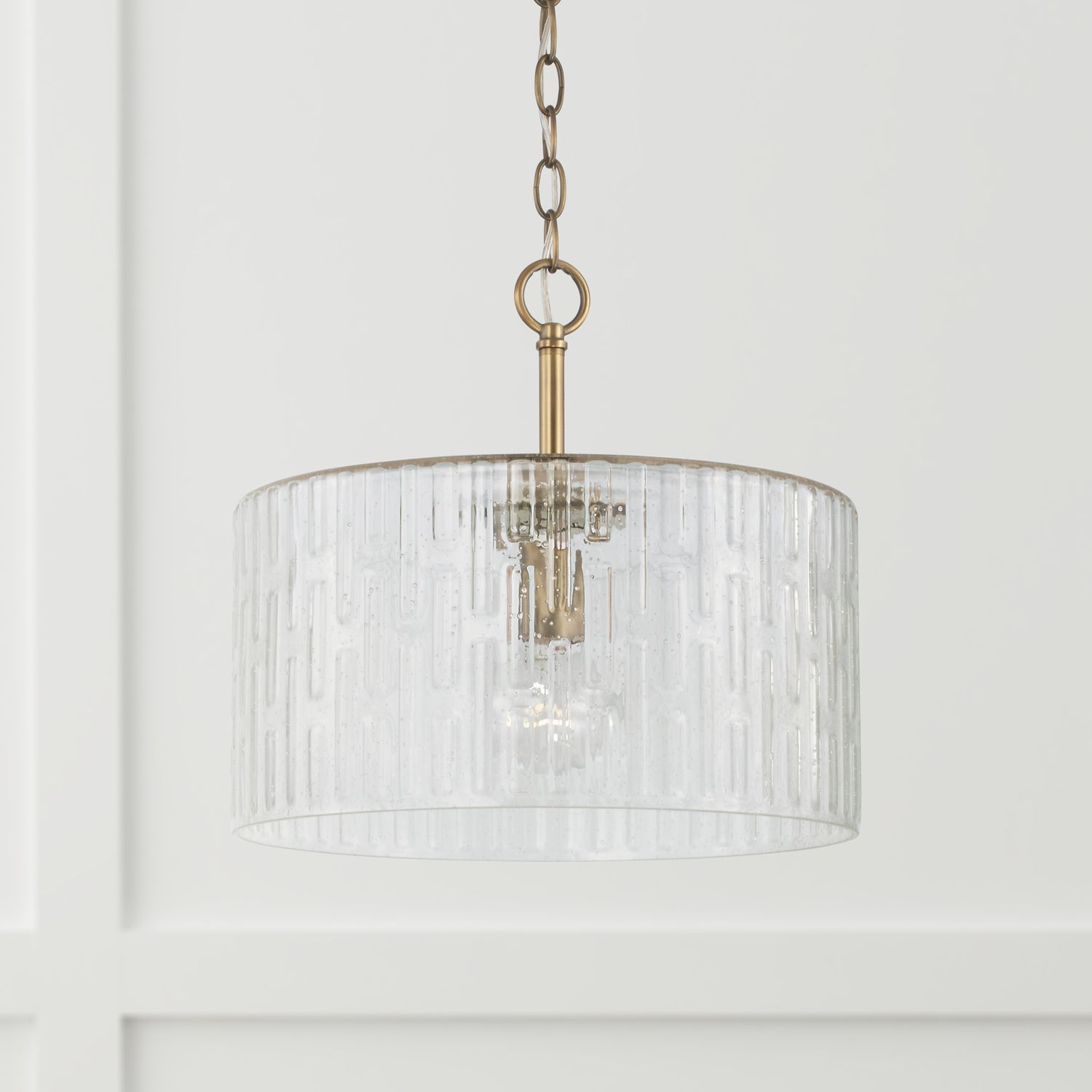 Capital Lighting Emerson 15" Aged Brass Seeded Glass Ceiling Light