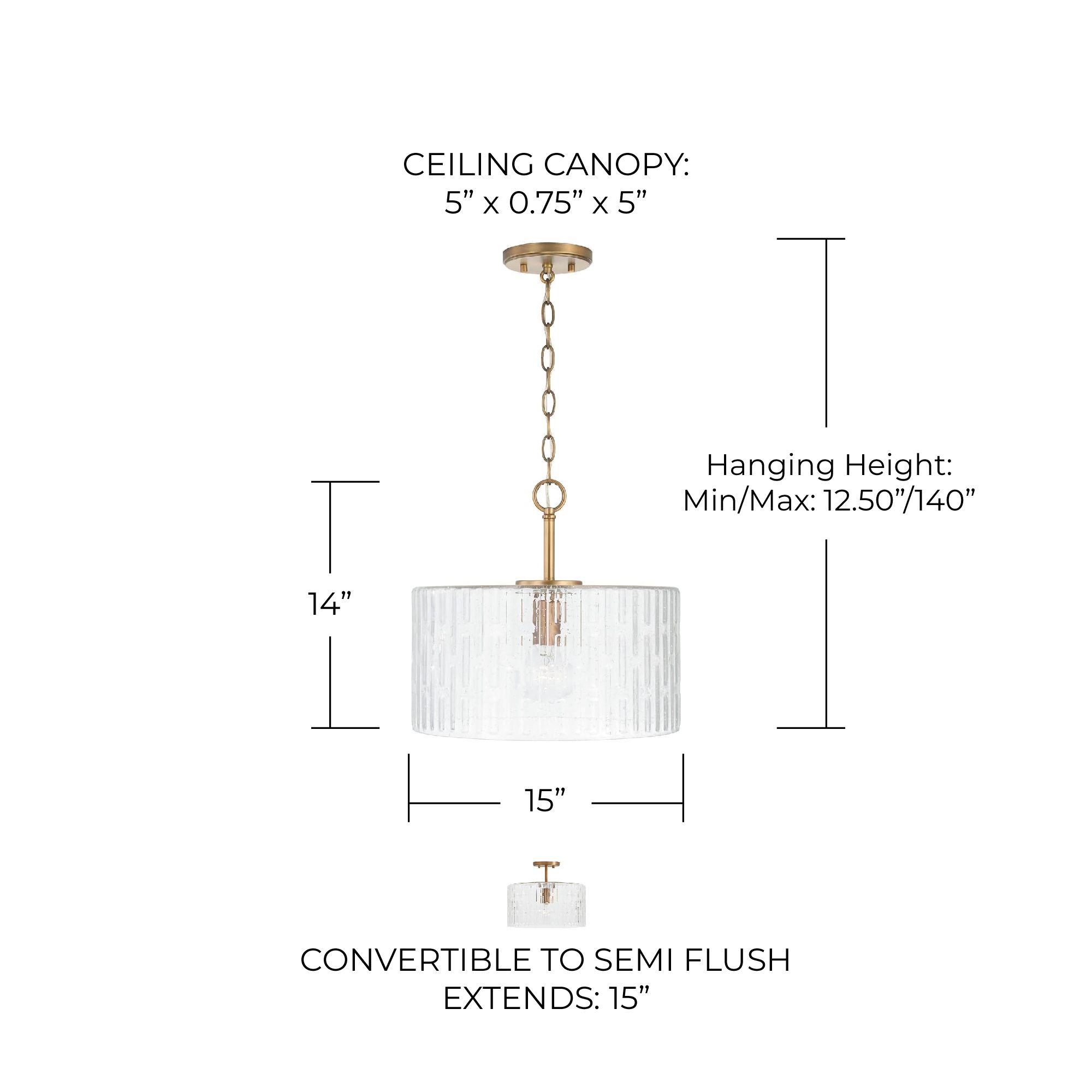 Capital Lighting Emerson 15" Aged Brass Seeded Glass Ceiling Light