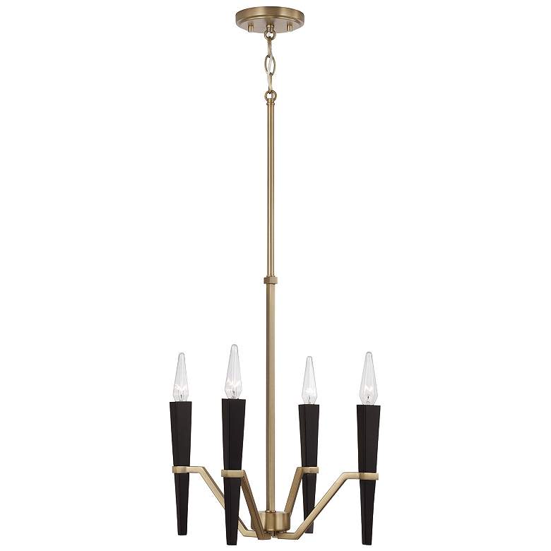 Image 2 Capital Lighting Enzo 4 Light Chandelier 15.5" Aged Brass and Black
