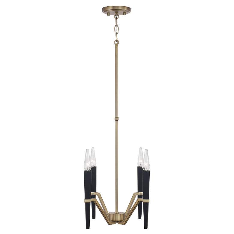 Image 4 Capital Lighting Enzo 4 Light Chandelier 15.5" Aged Brass and Black more views