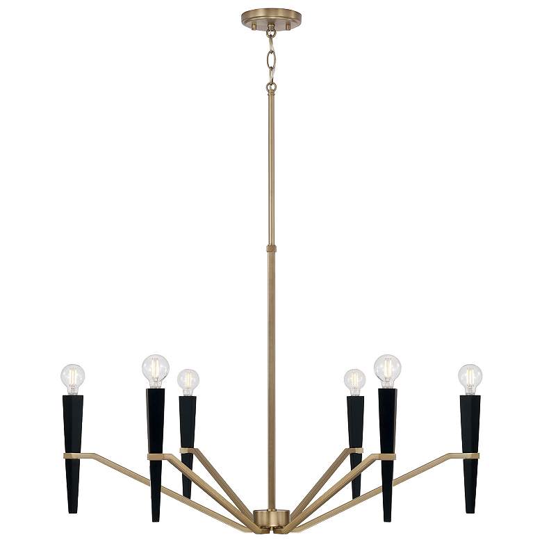 Image 2 Capital Lighting Enzo 6 Light Chandelier 33" Aged Brass and Black