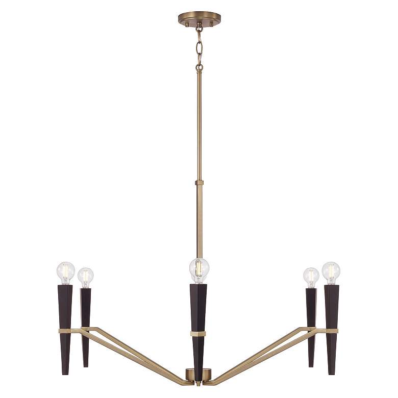 Image 4 Capital Lighting Enzo 6 Light Chandelier 33" Aged Brass and Black more views