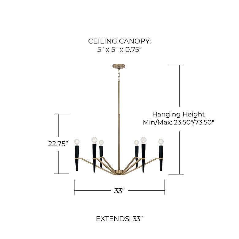 Image 5 Capital Lighting Enzo 6 Light Chandelier 33" Aged Brass and Black more views