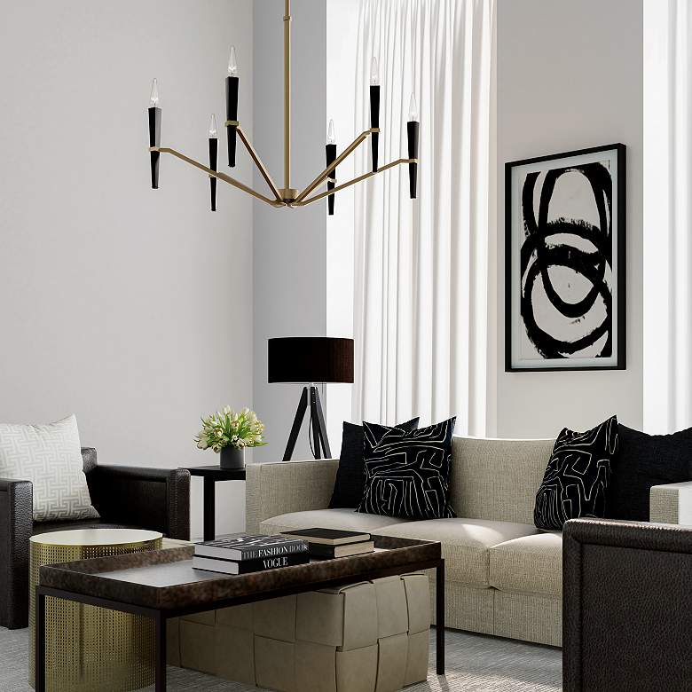 Image 6 Capital Lighting Enzo 6 Light Chandelier 33" Aged Brass and Black more views