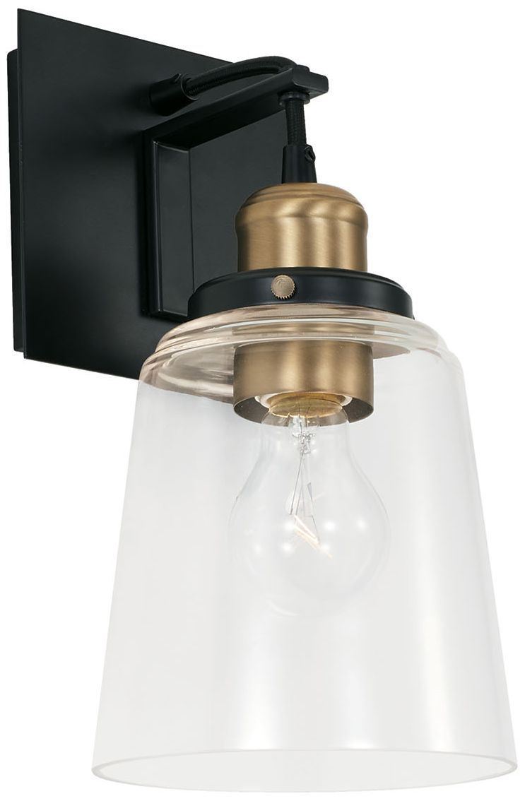 Image 2 Capital Lighting Fallon 1 Light Sconce 6" Aged Brass and Black