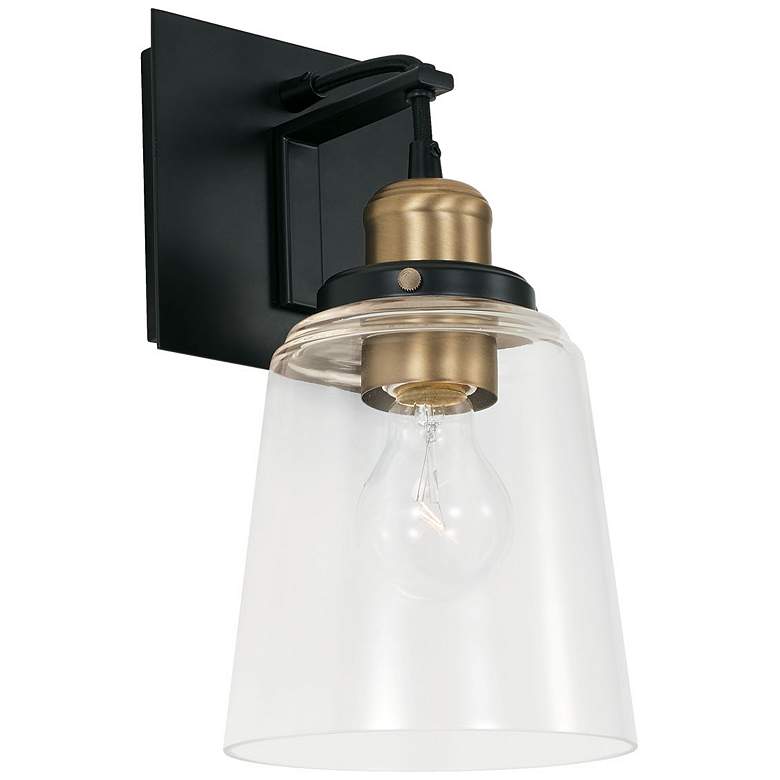 Image 1 Capital Lighting Fallon 1 Light Sconce Aged Brass and Black