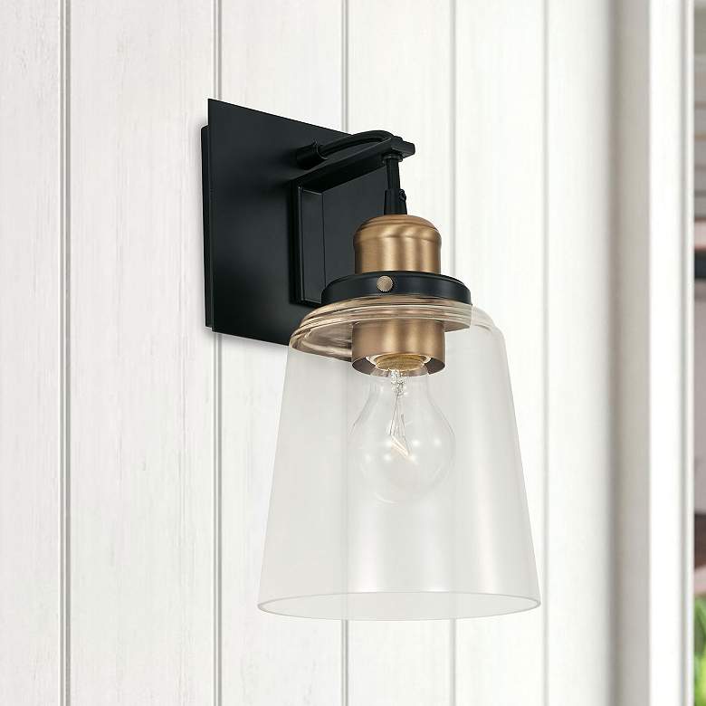 Image 2 Capital Lighting Fallon 1 Light Sconce Aged Brass and Black more views