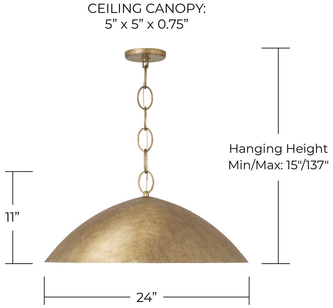 Capital Lighting Francesca 1 Light Pendant 24" Feathered Gold