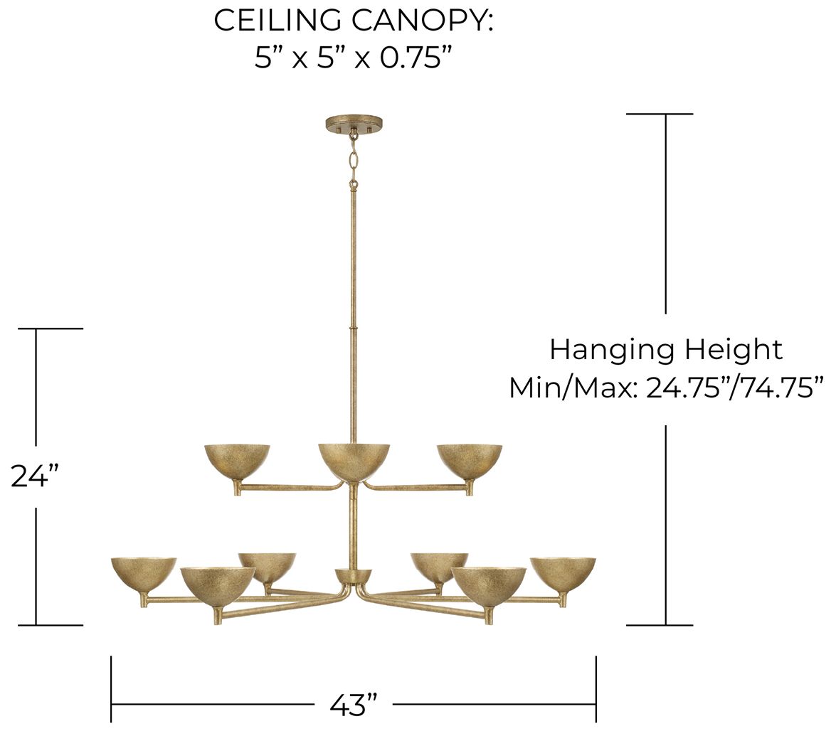 Capital Lighting Francesca 10 Light Chandelier 43" Feathered Gold