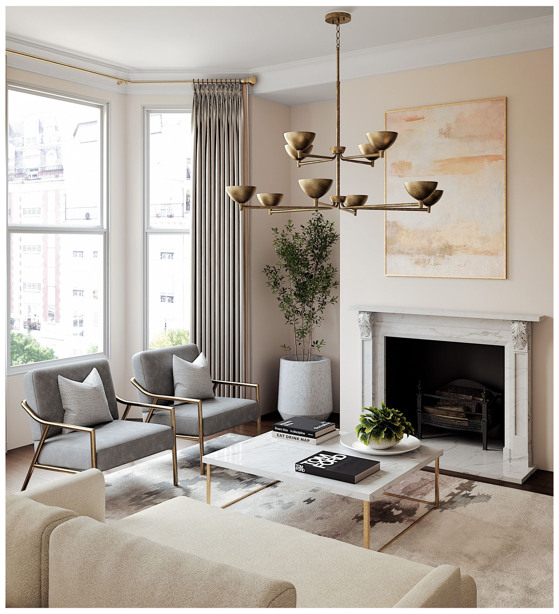 Capital Lighting Francesca 10 Light Chandelier 43" Feathered Gold