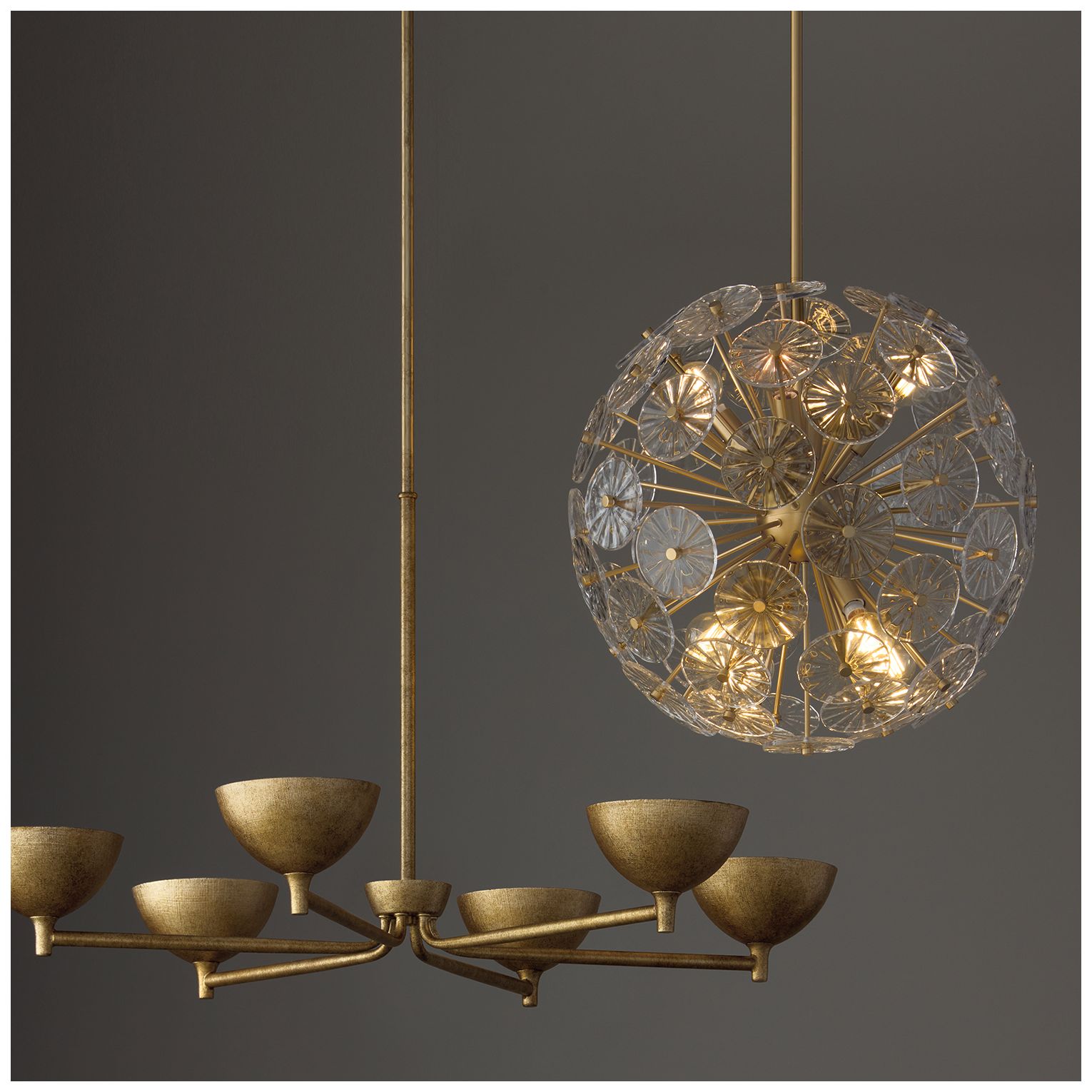 Capital Lighting Francesca 6 Light Chandelier 34" Feathered Gold